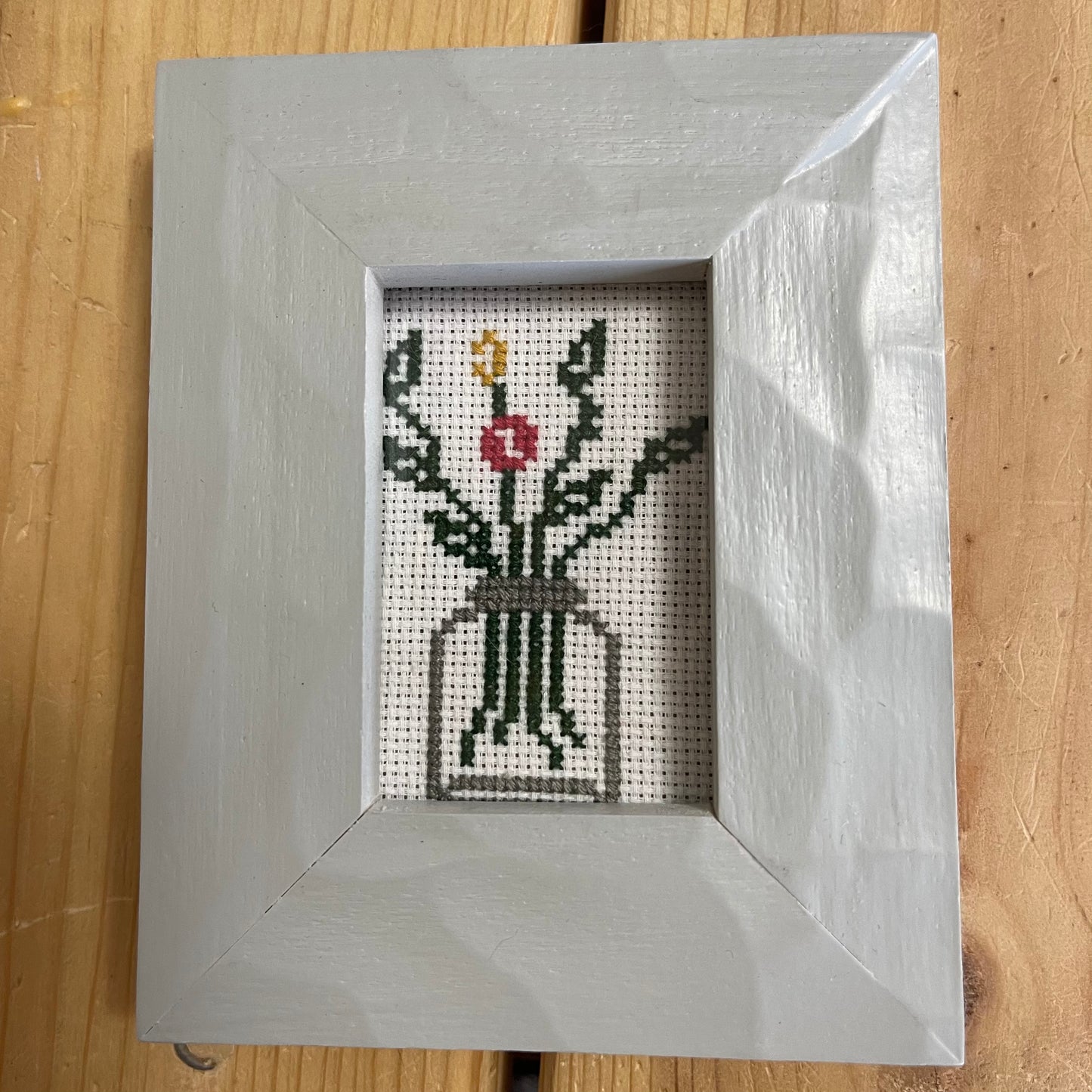 Plants in a Jar - Framed Cross Stitch